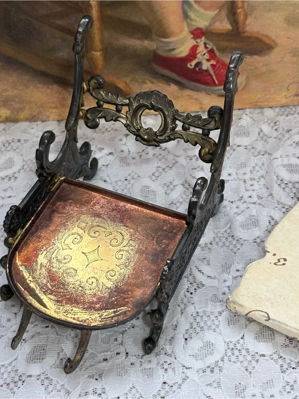 Source Unknown Black and Gold Miniature Chair Picture Frame Accent